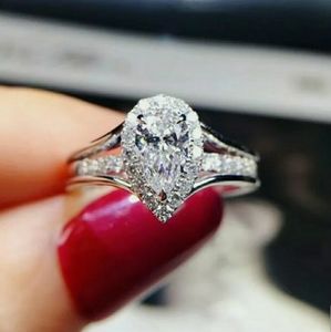 1.8ct Pear Cut HALO Bridal Ring